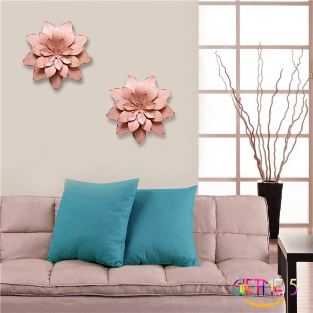 5 Dusty Light Pink Floral Metal Wall Art Decor(11.5x2 inch,1pc) - Picture 2 of 6